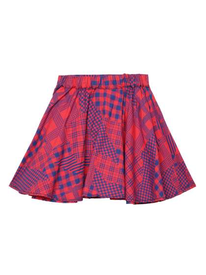UNDER FOURTEEN ONLY Girls Checks Printed Pure Cotton Flared Skirts