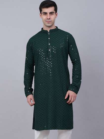 Jompers Men Embroidered Cotton Kurta