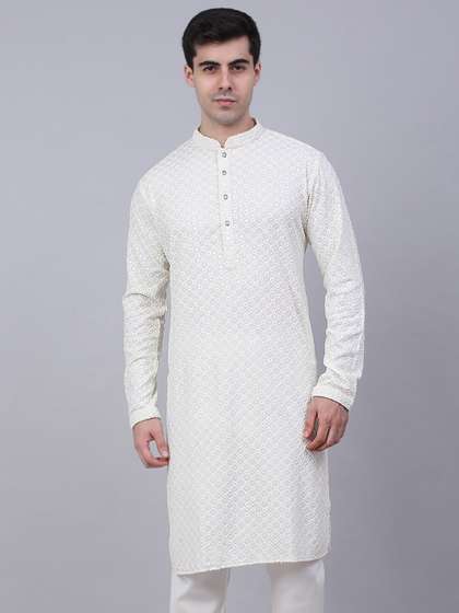 Jompers Men Embroidered Cotton Kurta