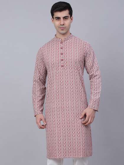 Jompers Men Embroidered Cotton Kurta