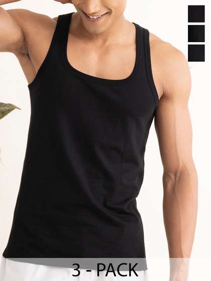 DAMENSCH Men Pack Of
                        3 Anti-Microbial Solid NEO-Cotton Basic
                        Innerwear Vests