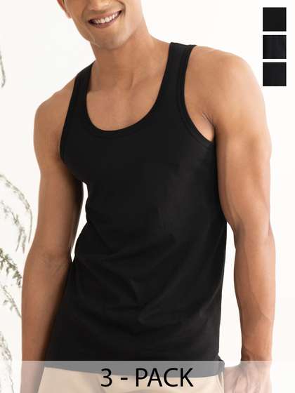DAMENSCH Men Pack Of
                        3 Anti-Microbial Solid NEO-Cotton Basic
                        Innerwear Vests