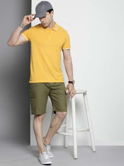 The Indian Garage Co
                        Men Linen Cotton Slim Fit Cargo Shorts