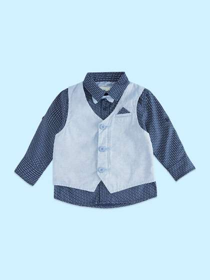 Pantaloons Baby Boys
                    Printed Cotton Party Shirt With Waist Coat
