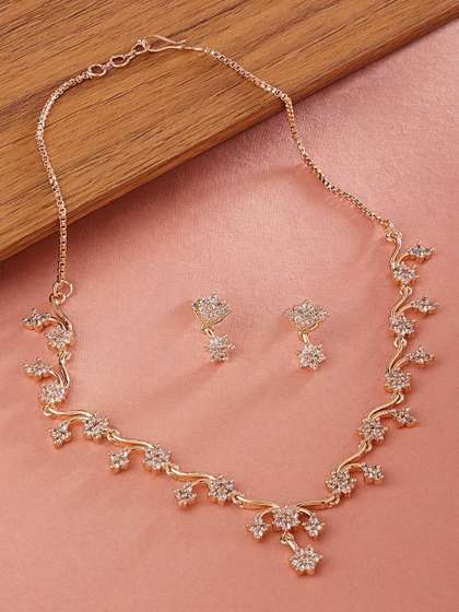 Zaveri Pearls Women
                        Rose Gold-Plated CZ Stones Studded Jewellery
                        Set