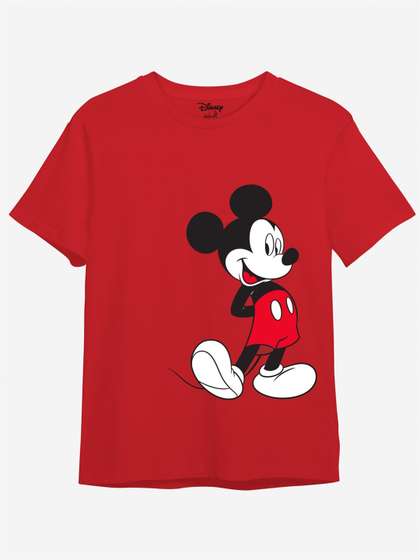 Minicult Kids Mickey
                    Mouse Printed Cotton T-shirt