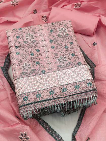 KALINI Embroidered Pure Cotton Unstitched Dress Material