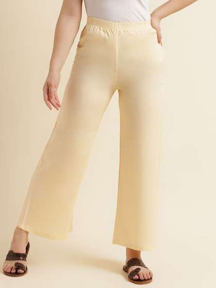 Fabclub Women Solid Ethnic Palazzos