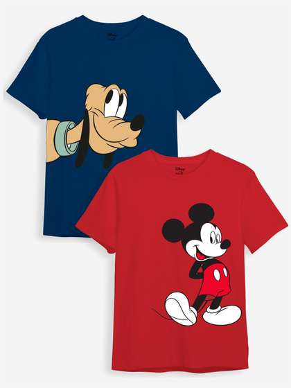 Minicult Kids Pack of 2 Mickey Mouse Printed Cotton T-shirt