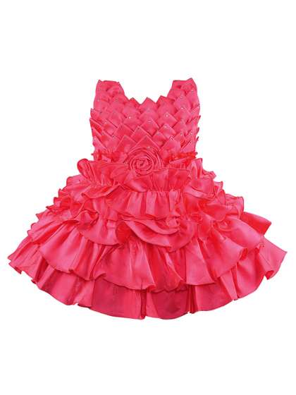 Wish Karo Girls Satin
                      Frock Dress