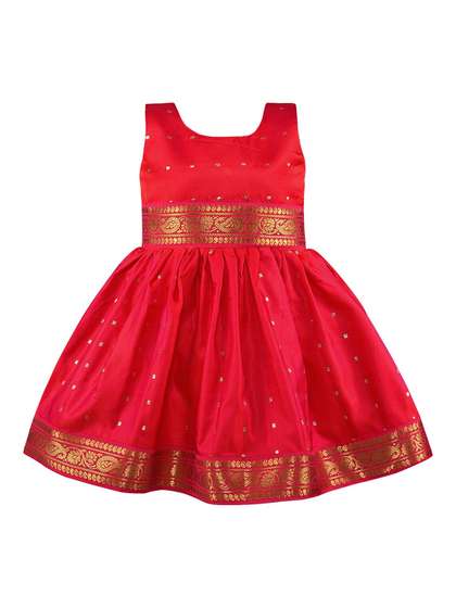 Wish Karo Girls Ethnic
                      Motifs Satin Dress