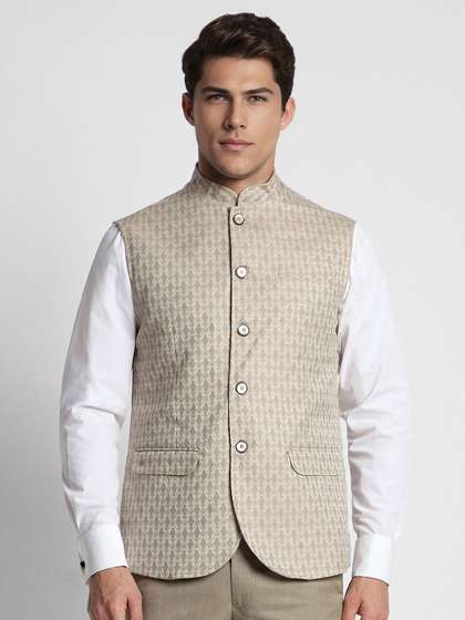 Peter England Elite Men Printed Nehru Jackets