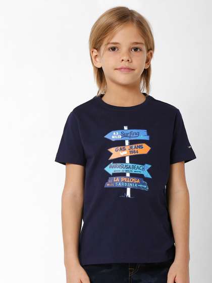 GAS Boys Typography Printed Slim Fit Cotton T-shirt