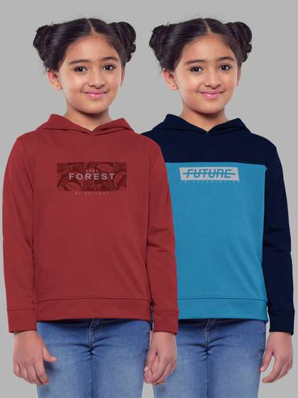 HELLCAT Girls Pack Of 2
                    Printed Hooded Cotton Sweatshirt
