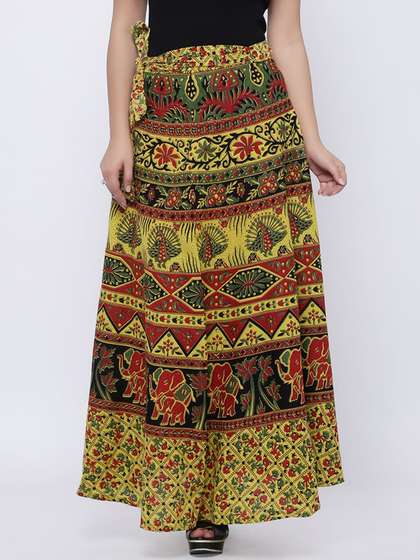 SOUNDARYA Printed Cotton Flared Maxi Skirts
