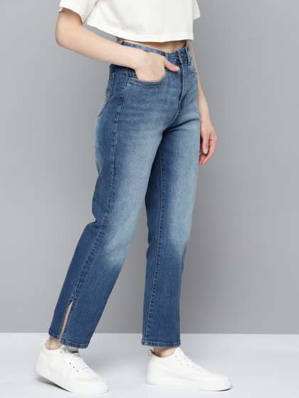 Mast & Harbour
                        Women Straight Fit Heavy Fade Stretchable Jeans
