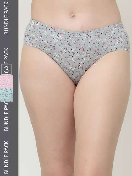 Floret Women Pack
                          of 3 Assorted Printed Cotton Briefs