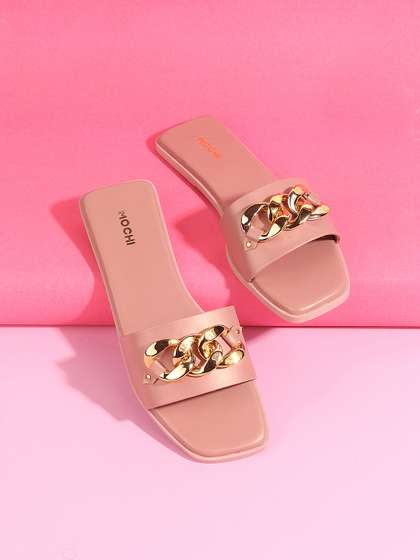 Mochi Women Pink
                        Embellished Open Toe Flats
