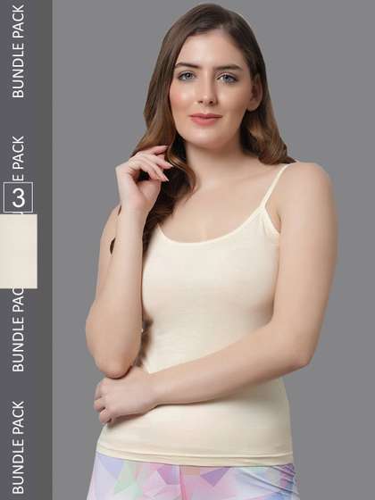 KEX Women Pack Of 3
                        Cotton Sphagetti Camisoles