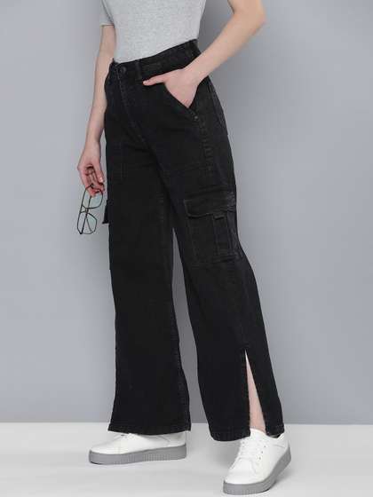 Mast & Harbour
                        Mid-Rise Wide Leg Stretchable Jeans With Slit
                        Detail