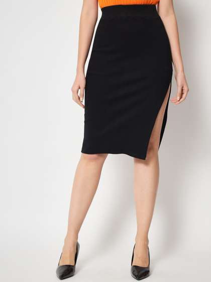 CHARMGAL Pencil-Fit Knee-Length Knitted Skirts