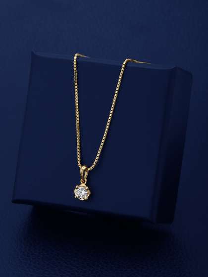 Carlton London 18kt
                        Gold Plated with CZ Square Pendant with Chain