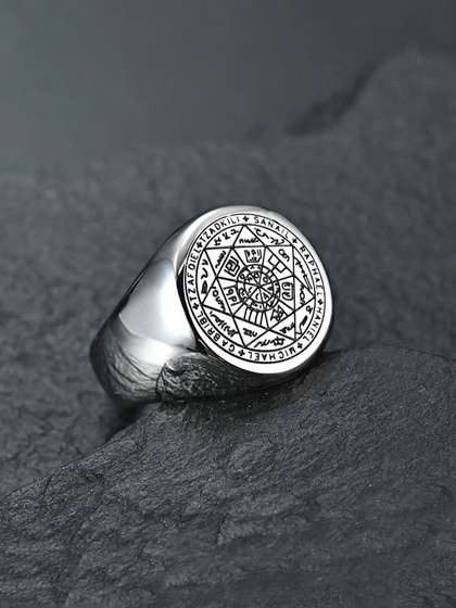 Yellow Chimes Men
                    Silver-Plated Seven Archangles Protection Finger
                    Ring