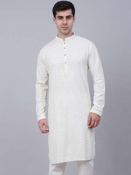 Jompers Men Embroidered Pure Cotton Kurta