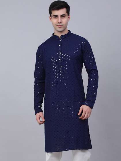 Jompers Men Embroidered Pure Cotton Kurta