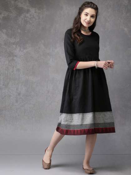 A Line Dress Trendy Dresses Online In India Myntra Anouk Women Solid A Line Dress