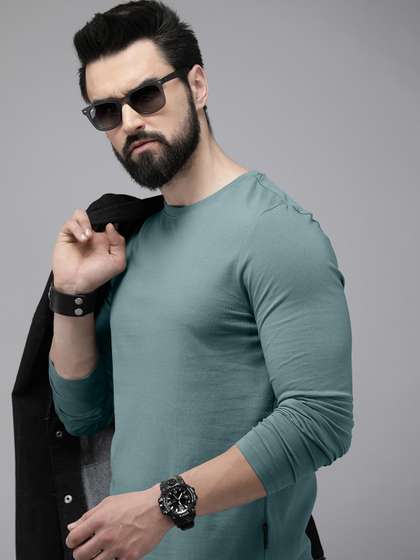 Roadster The Lifestyle Co. Men Pure Cotton Solid Round Neck T-shirt