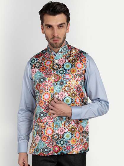 Vandnam Fabrics Floral Printed Nehru Jacket