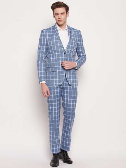 Cantabil Men 2
                        Pieces Checked Linen Single-Breasted Formal
                        Suit