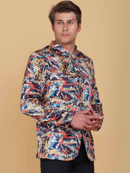 TAHVO Men Printed
                        Slim Fit Single-Breasted Two-Piece Suit