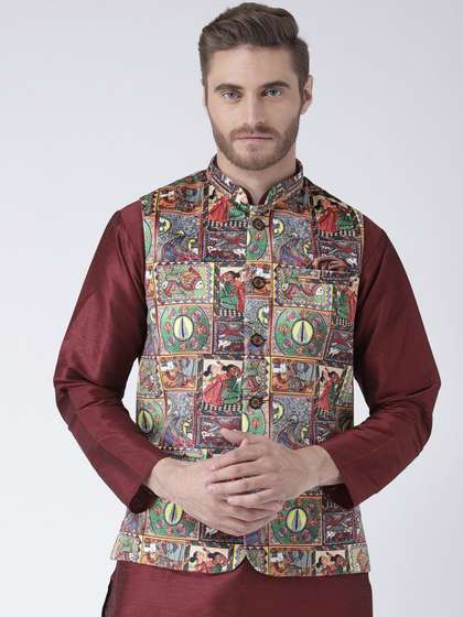 hangup plus Men Printed Woven Nehru Jacket