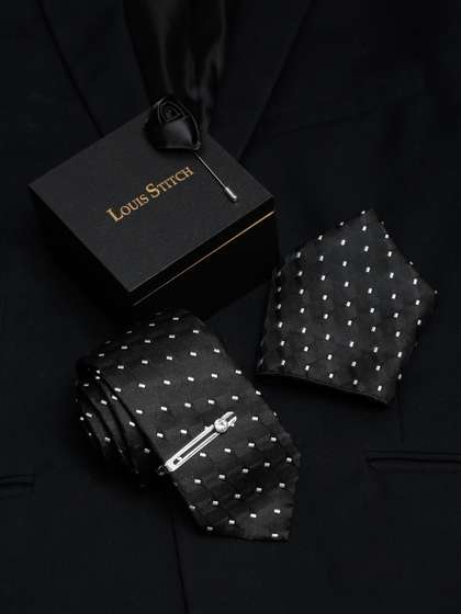 LOUIS STITCH Men Italian
                    Silk Necktie Accessory Gift Set