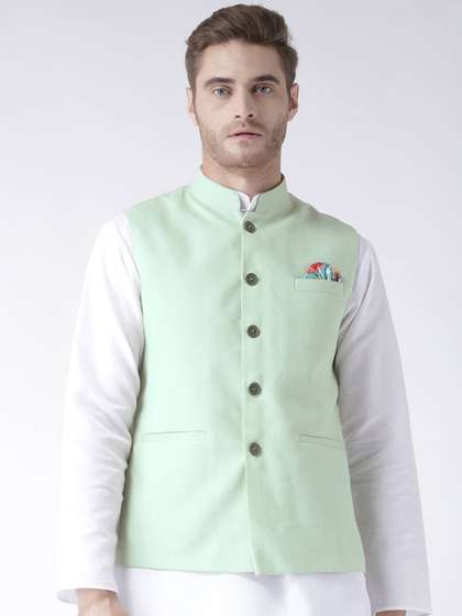 hangup plus Men Cotton Linen Chinese Collar Nehru Jacket