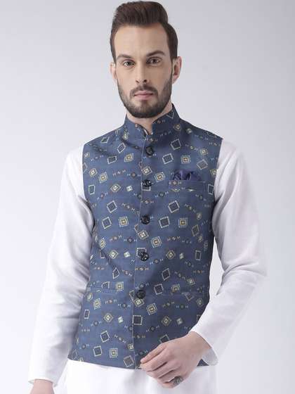 Hangup Men Printed Woven Nehru Jacket