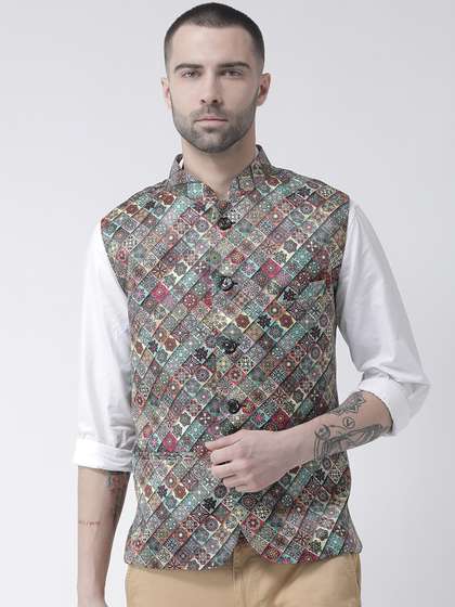 Hangup Men Printed Nehru Jacket