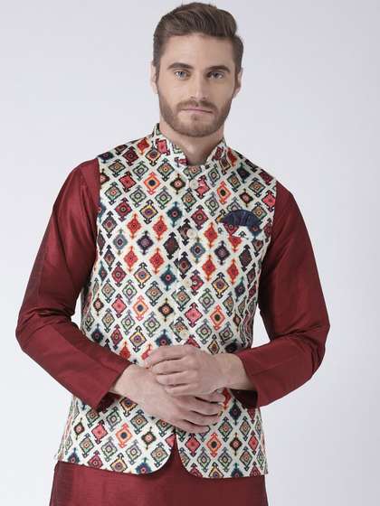 Hangup Men Printed Woven Nehru Jacket
