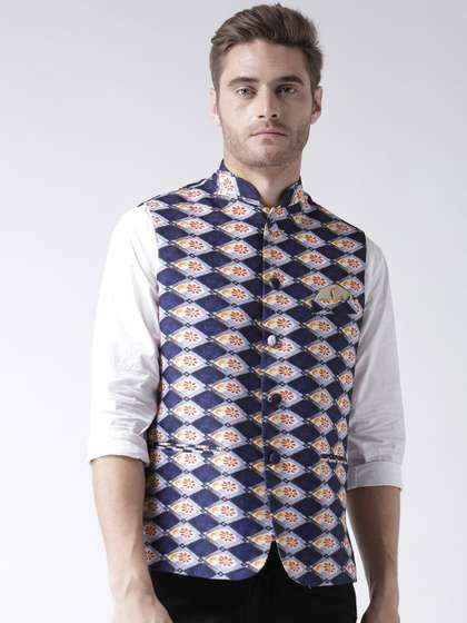 hangup trend Men Printed Woven Mandrian Collar Nehru Jacket