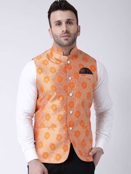 hangup trend Men Woven-Design Jacquard Nehru Jacket