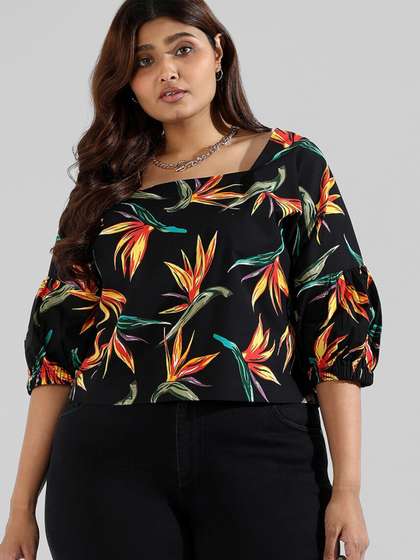 Instafab Plus Women
                        Plus Size Tropical Print Top