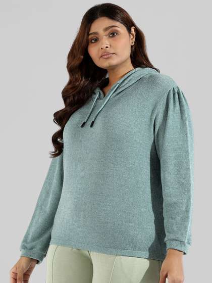 Instafab Plus Women
                        Plus Size Hooded Wool Sweatshirt