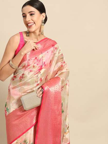 Silk Land Woven
                        Kalamkari Art Silk Chanderi Digital Print Saree