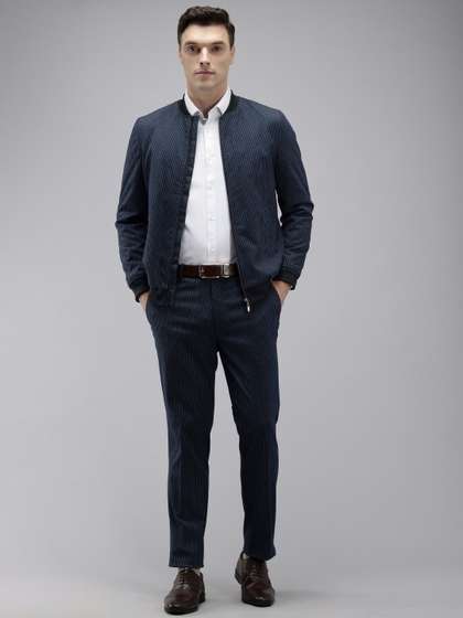 Park Avenue Neo Fit
                        Striped Stand Collar Formal 2 Piece Suits