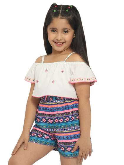 Nauti Nati Girls
                    Off-Shoulder Printed With Layered Jumpsuit