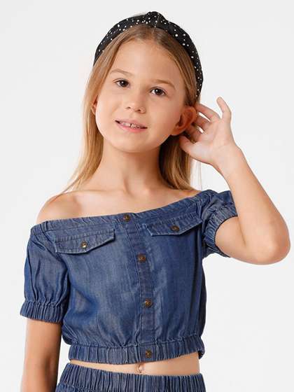 KATE & OSCAR Girls
                    Off-Shoulder Bardot Crop Top