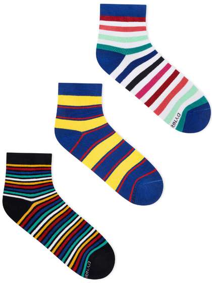 Dynamocks Pack Of 3
                    Striped Ankle-Length Socks