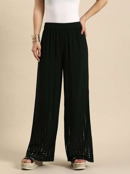 Sangria Women
                      Embroidered Schiffli Palazzos